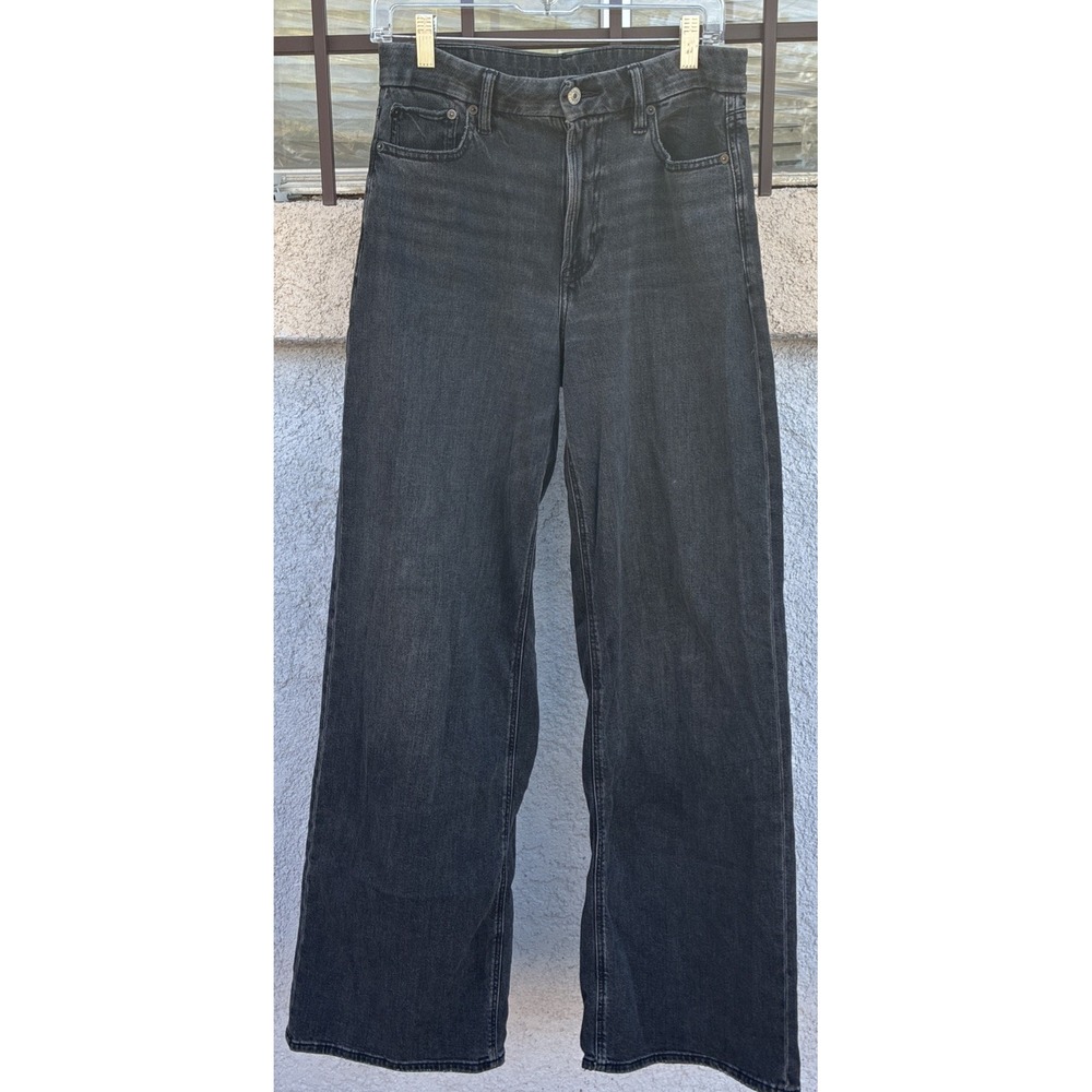 American Eagle Curvy Super Hi-Rise Baggy Wide Leg Jeans Womens 6 Charcoal Wash